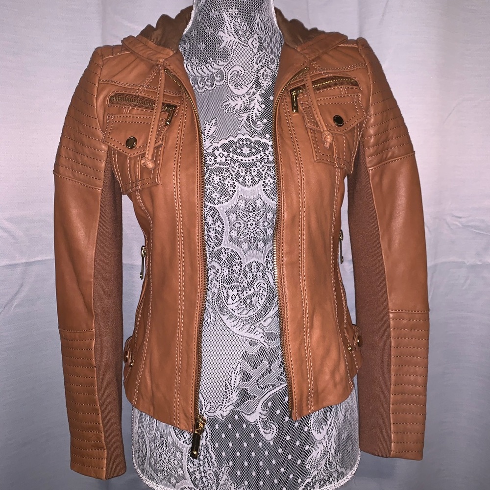 Michael Kors camel leather jacket PXS